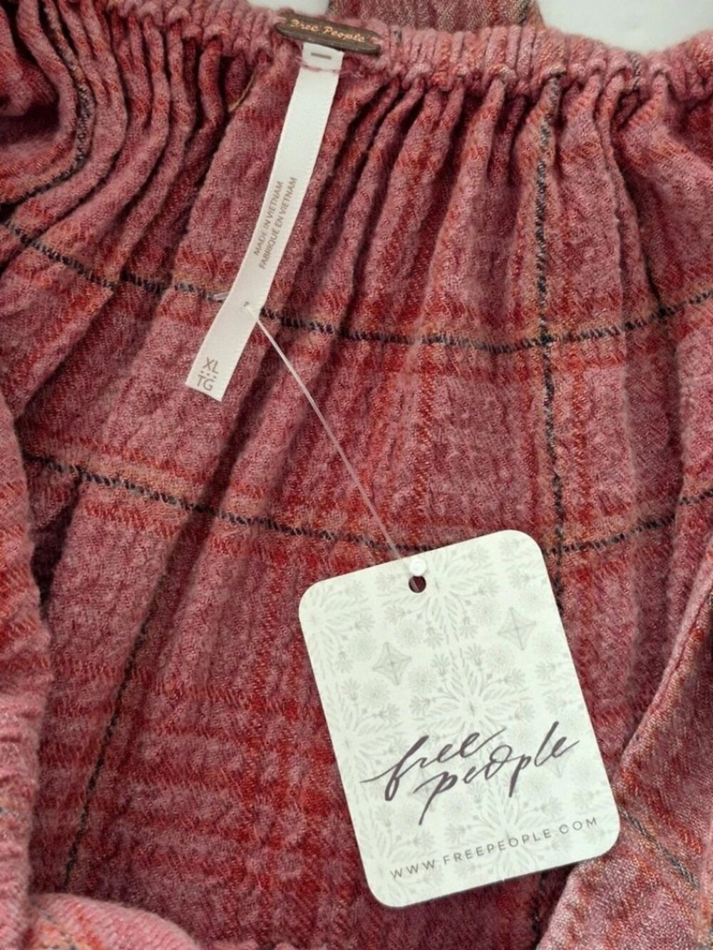 Free People Lily Anne Maxi Dress Plaid Ruffle Hem Back Tie Rose Terracotta XL - Picture 6 of 13